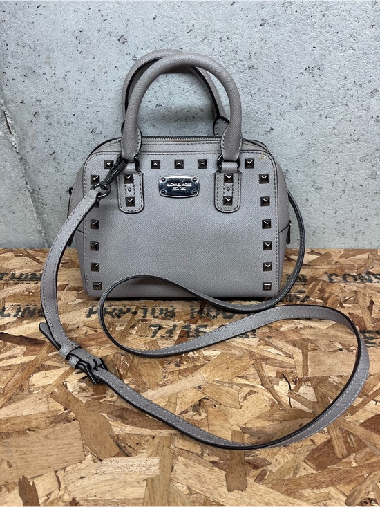 Michael Kors Handbags - Michael Kors Taupe Saffiano Leather Studded Satchel